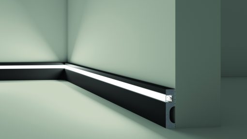 IL10 BLACK 2m WALLSTYL® Skirting Board with LED light diffuser